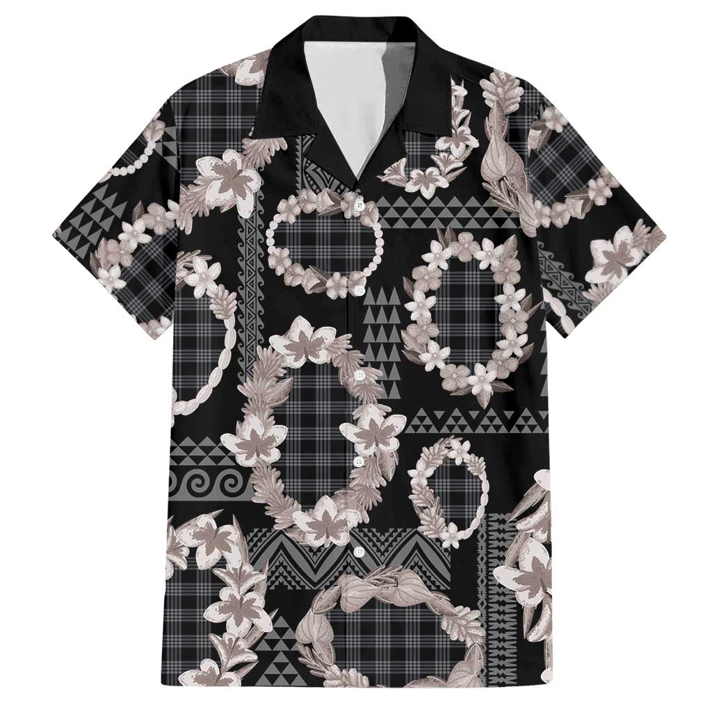 Hawaiian Leis Hawaiian Shirt Kakau Tattoos and Palaka Pastel Grayscale LT03 Black - Polynesian Pride