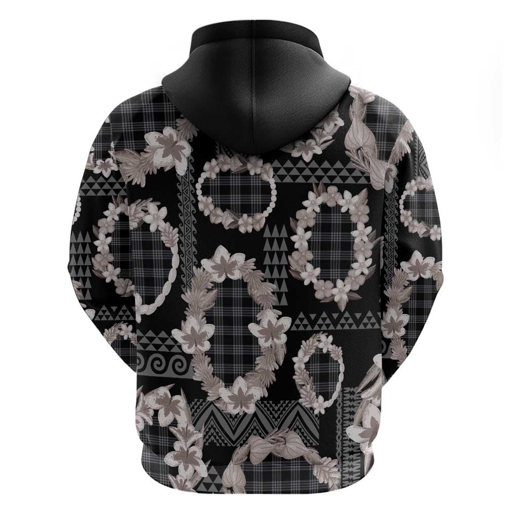 Hawaiian Leis Hoodie Kakau Tattoos and Palaka Pastel Grayscale LT03 - Polynesian Pride