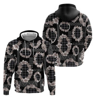Hawaiian Leis Hoodie Kakau Tattoos and Palaka Pastel Grayscale LT03 - Polynesian Pride