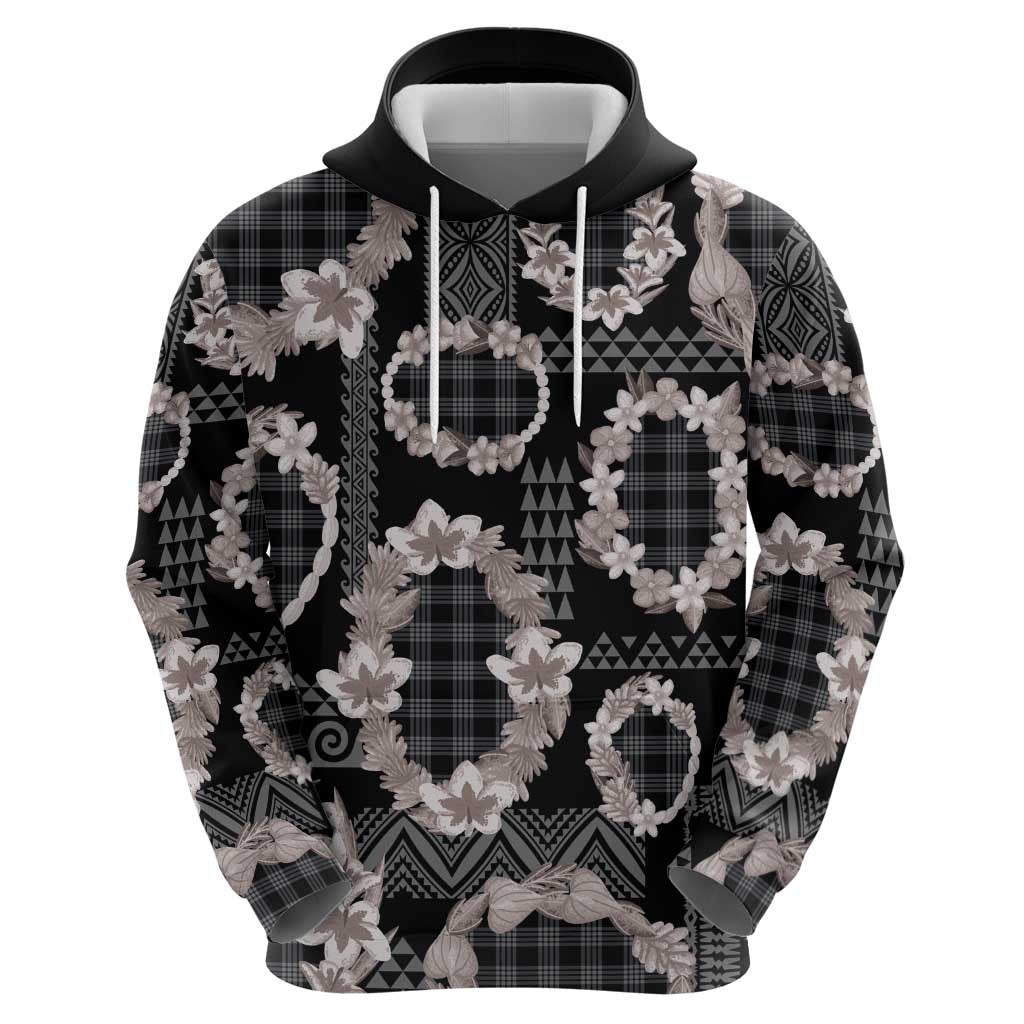 Hawaiian Leis Hoodie Kakau Tattoos and Palaka Pastel Grayscale LT03 - Polynesian Pride