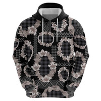 Hawaiian Leis Hoodie Kakau Tattoos and Palaka Pastel Grayscale LT03 - Polynesian Pride