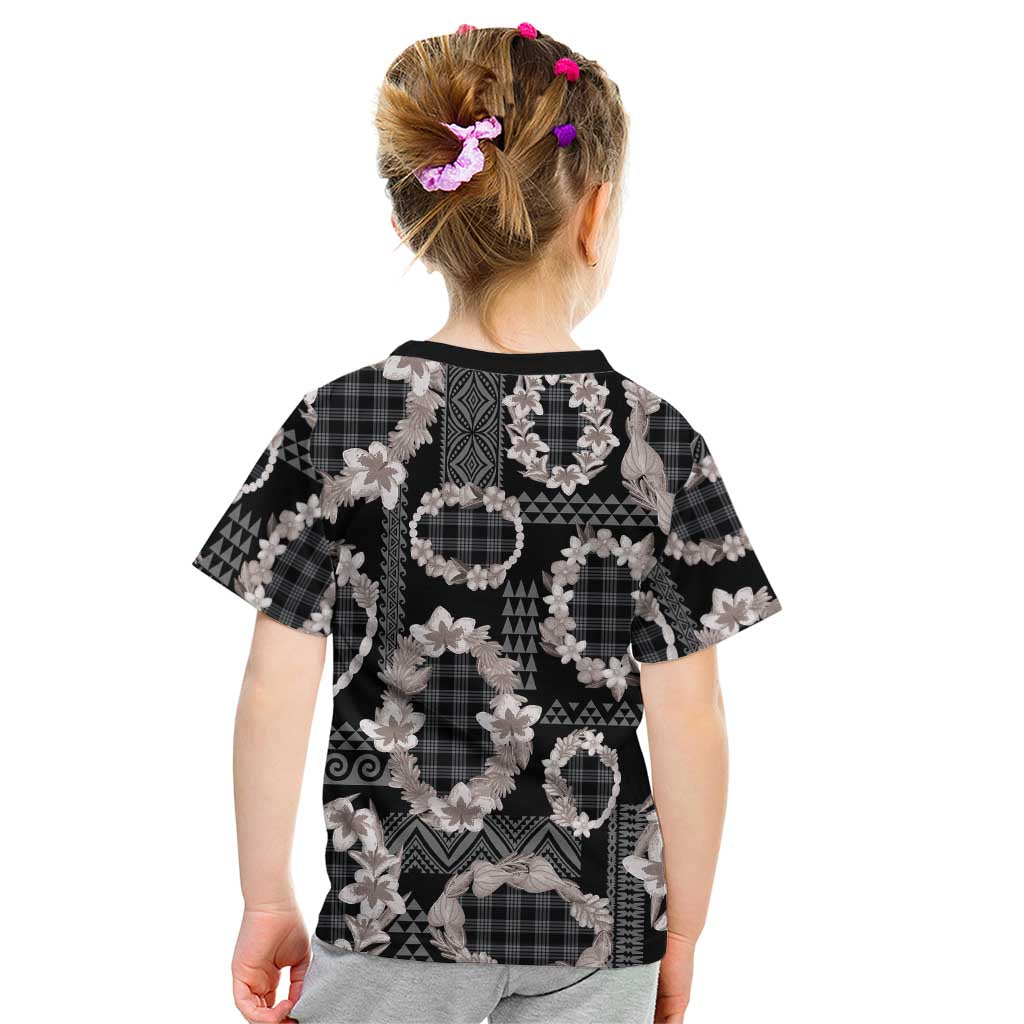 Hawaiian Leis Kid T Shirt Kakau Tattoos and Palaka Pastel Grayscale LT03 - Polynesian Pride