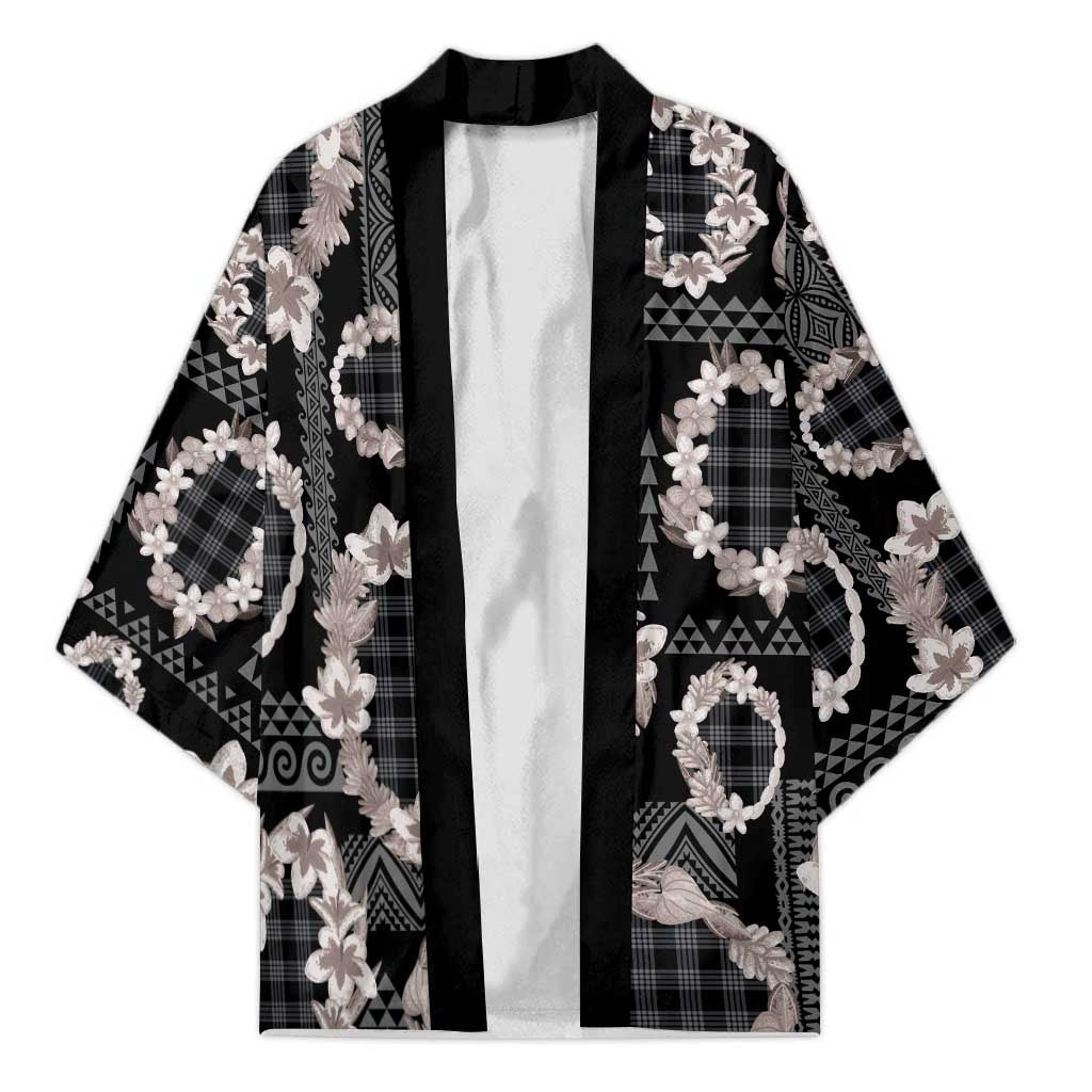 Hawaiian Leis Kimono Kakau Tattoos and Palaka Pastel Grayscale LT03 Unisex Black - Polynesian Pride