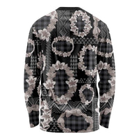 Hawaiian Leis Long Sleeve Shirt Kakau Tattoos and Palaka Pastel Grayscale LT03 - Polynesian Pride