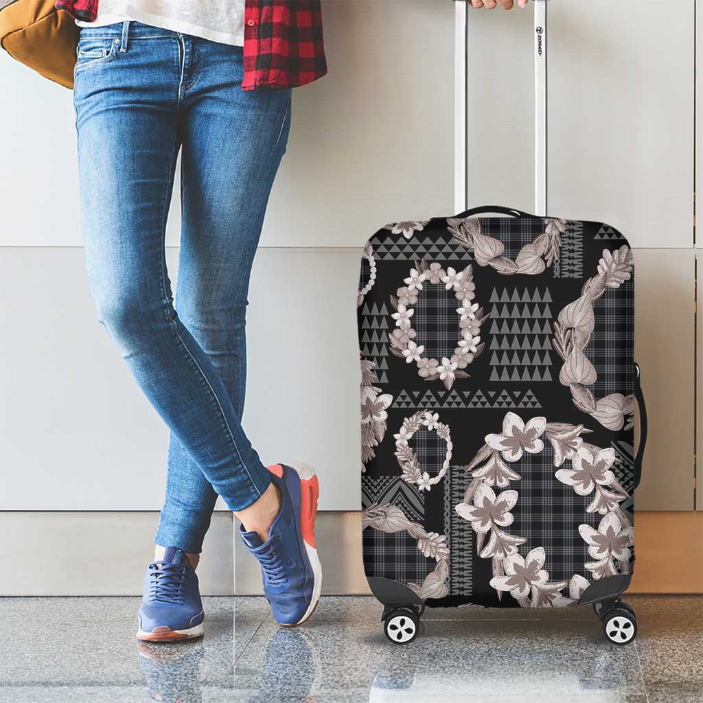 Hawaiian Leis Luggage Cover Kakau Tattoos and Palaka Pastel Grayscale LT03 - Polynesian Pride