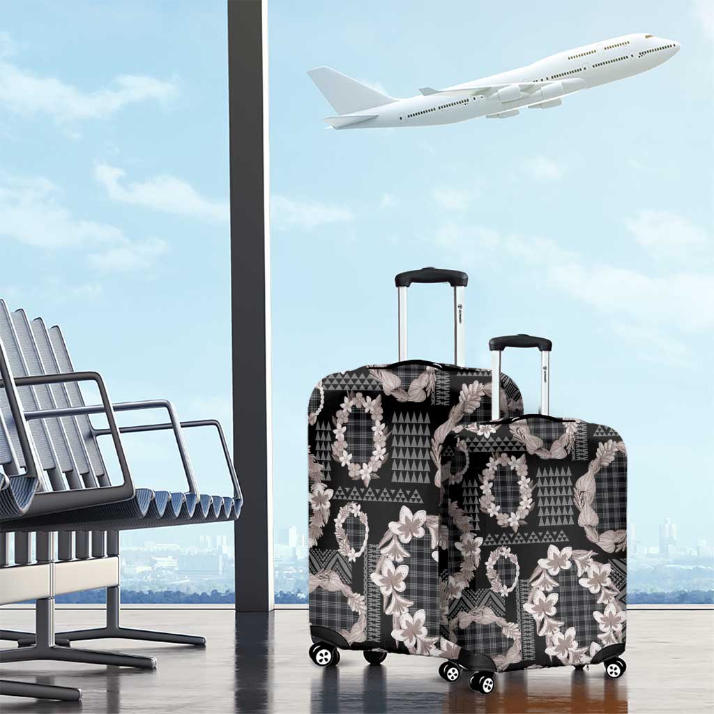 Hawaiian Leis Luggage Cover Kakau Tattoos and Palaka Pastel Grayscale LT03 - Polynesian Pride