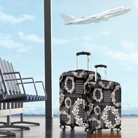 Hawaiian Leis Luggage Cover Kakau Tattoos and Palaka Pastel Grayscale LT03 - Polynesian Pride