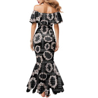 Hawaiian Leis Mermaid Dress Kakau Tattoos and Palaka Pastel Grayscale LT03 - Polynesian Pride