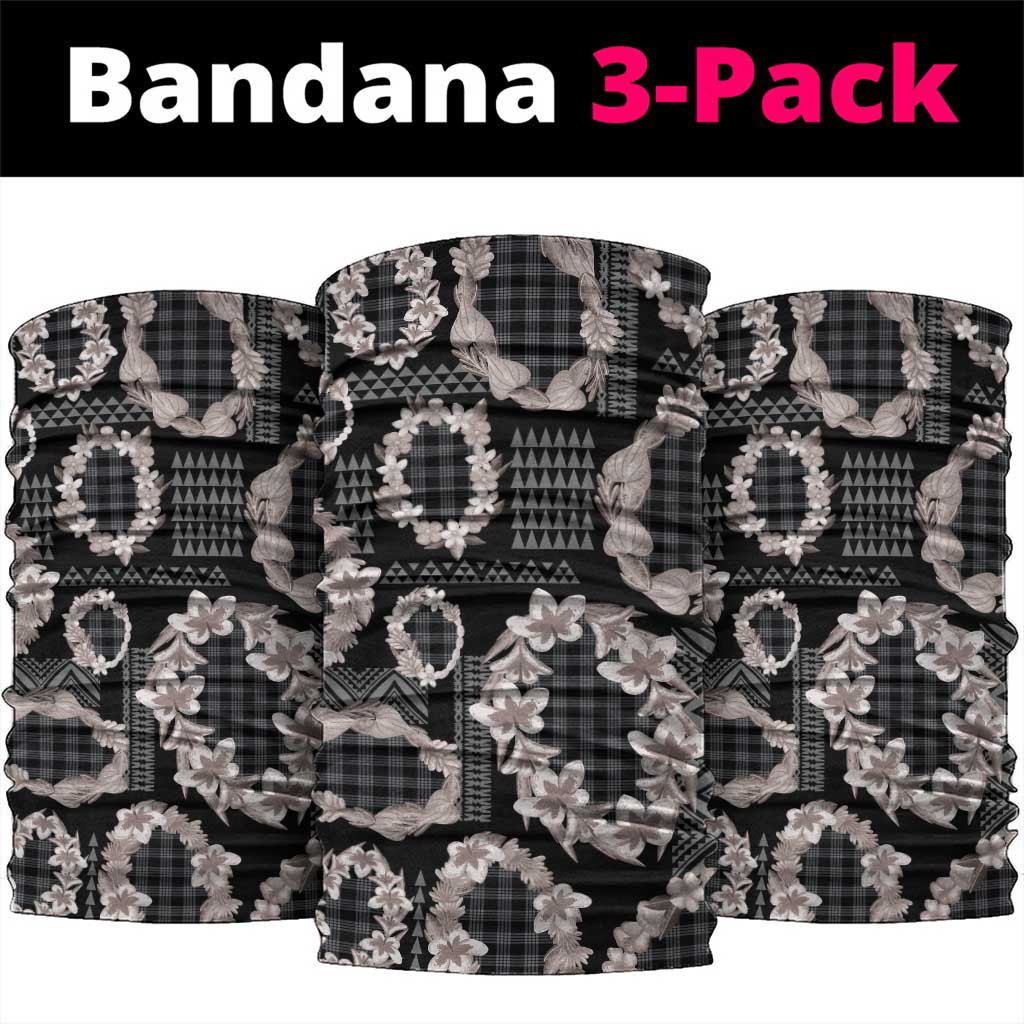 Hawaiian Leis Neck Gaiter Kakau Tattoos and Palaka Pastel Grayscale LT03 package One Size: 25*50cm Black - Polynesian Pride