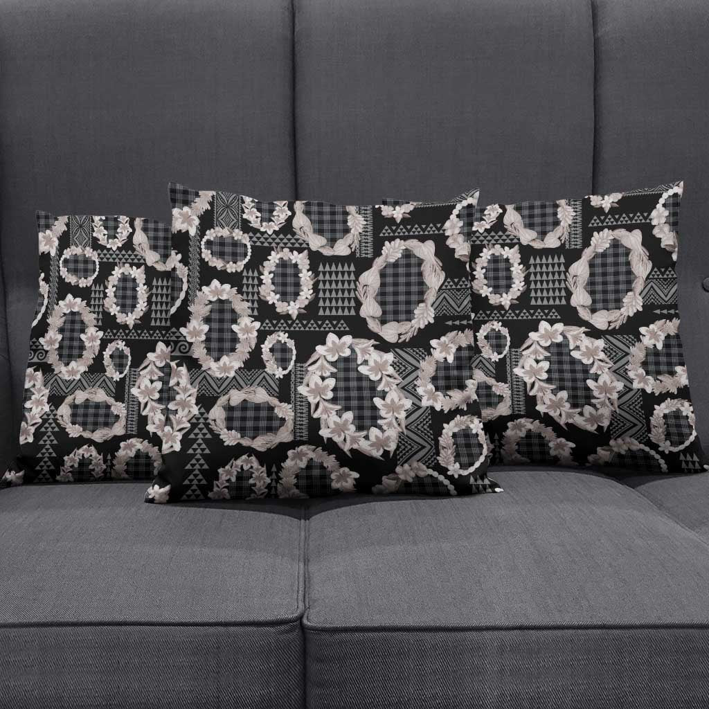 Hawaiian Leis Pillow Cover Kakau Tattoos and Palaka Pastel Grayscale LT03 - Polynesian Pride