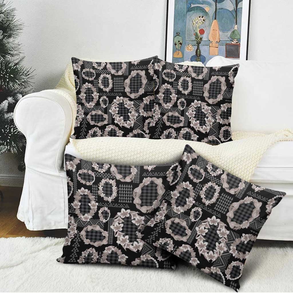 Hawaiian Leis Pillow Cover Kakau Tattoos and Palaka Pastel Grayscale LT03 - Polynesian Pride