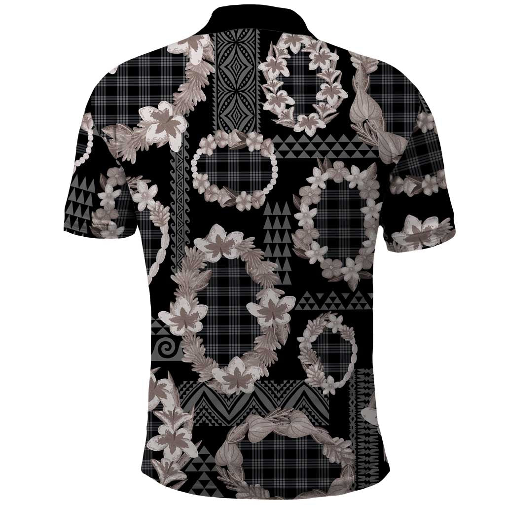 Hawaiian Leis Polo Shirt Kakau Tattoos and Palaka Pastel Grayscale LT03 - Polynesian Pride