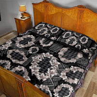 Hawaiian Leis Quilt Bed Set Kakau Tattoos and Palaka Pastel Grayscale LT03 - Polynesian Pride