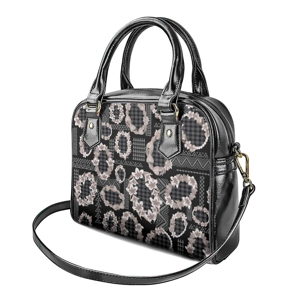 Hawaiian Leis Shoulder Handbag Kakau Tattoos and Palaka Pastel Grayscale LT03 - Polynesian Pride