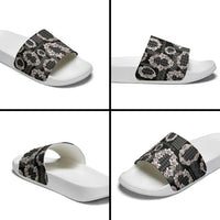 Hawaiian Leis Slide Sandals Kakau Tattoos and Palaka Pastel Grayscale LT03 - Polynesian Pride