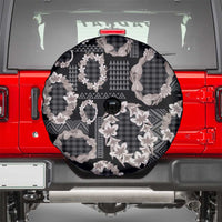 Hawaiian Leis Spare Tire Cover Kakau Tattoos and Palaka Pastel Grayscale LT03 - Polynesian Pride