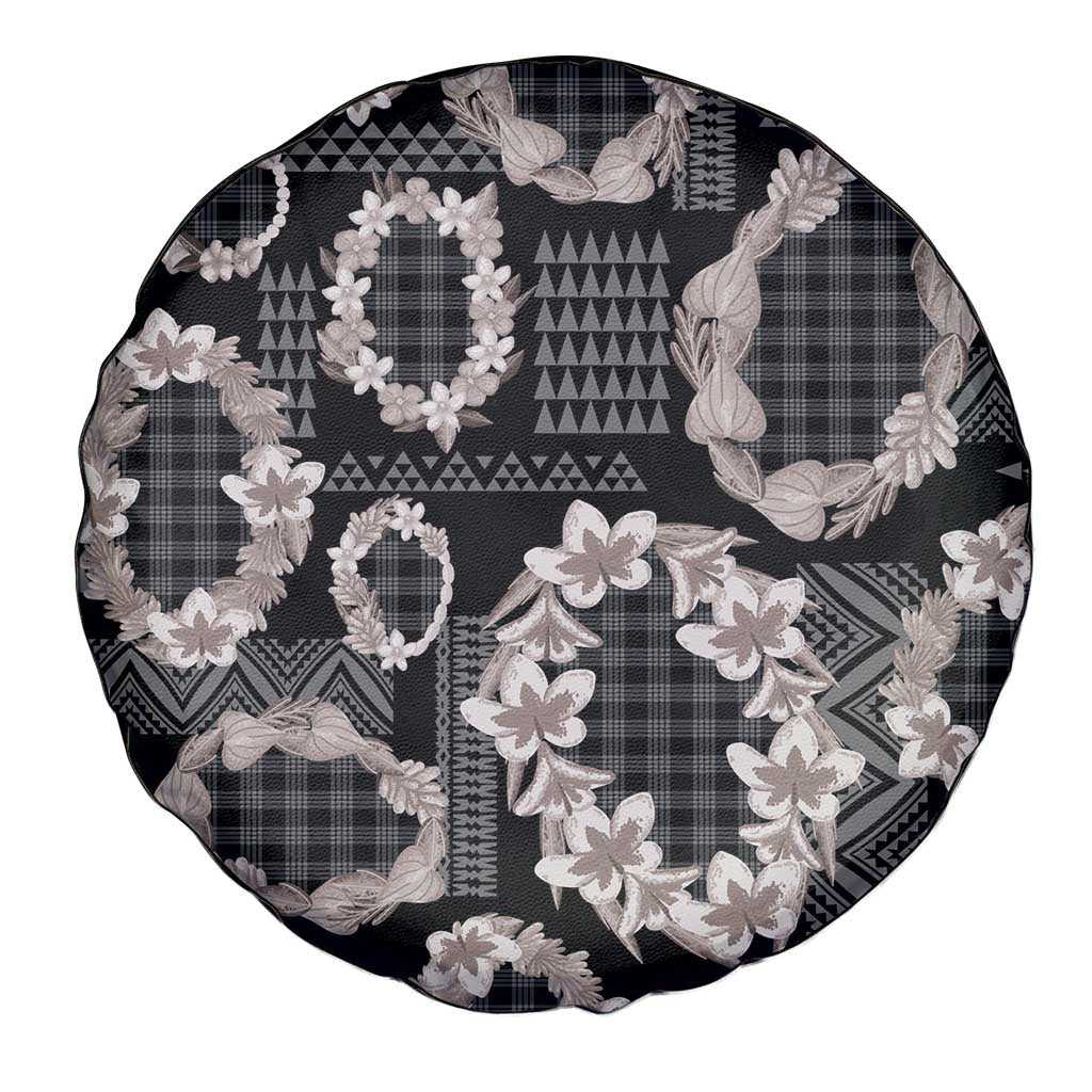 Hawaiian Leis Spare Tire Cover Kakau Tattoos and Palaka Pastel Grayscale LT03 - Polynesian Pride