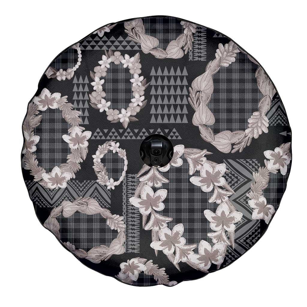 Hawaiian Leis Spare Tire Cover Kakau Tattoos and Palaka Pastel Grayscale LT03 - Polynesian Pride