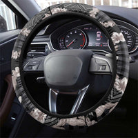 Hawaiian Leis Steering Wheel Cover Kakau Tattoos and Palaka Pastel Grayscale LT03 - Polynesian Pride
