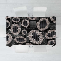 Hawaiian Leis Tablecloth Kakau Tattoos and Palaka Pastel Grayscale LT03 Black - Polynesian Pride