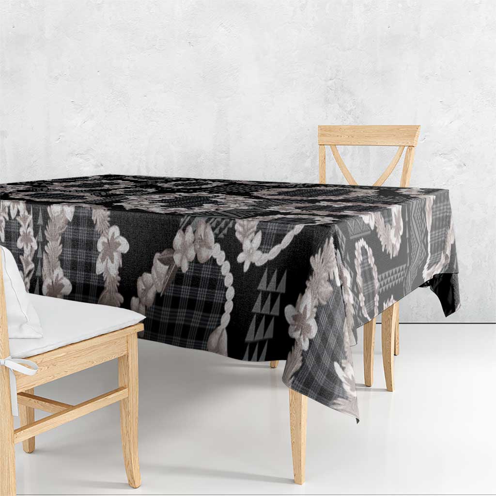 Hawaiian Leis Tablecloth Kakau Tattoos and Palaka Pastel Grayscale LT03 - Polynesian Pride