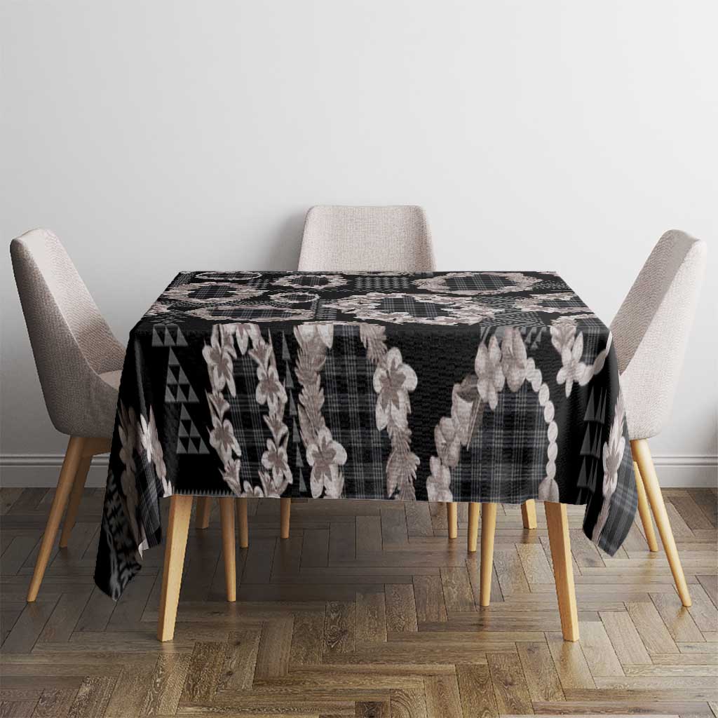 Hawaiian Leis Tablecloth Kakau Tattoos and Palaka Pastel Grayscale LT03 - Polynesian Pride