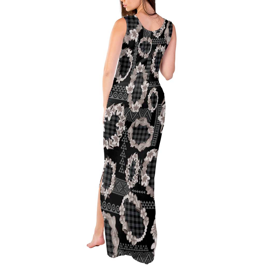 Hawaiian Leis Tank Maxi Dress Kakau Tattoos and Palaka Pastel Grayscale