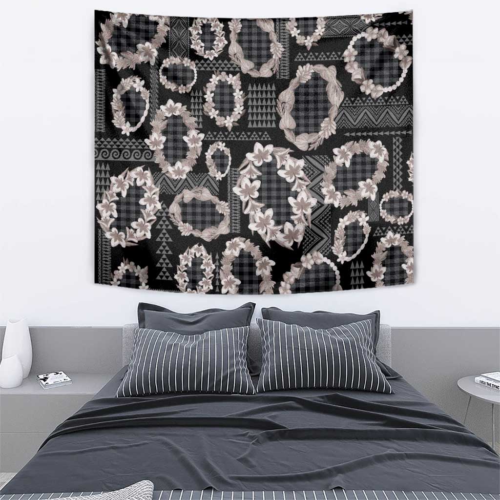 Hawaiian Leis Tapestry Kakau Tattoos and Palaka Pastel Grayscale LT03 - Polynesian Pride