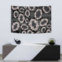 Hawaiian Leis Tapestry Kakau Tattoos and Palaka Pastel Grayscale LT03 - Polynesian Pride