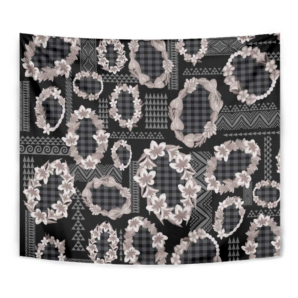 Hawaiian Leis Tapestry Kakau Tattoos and Palaka Pastel Grayscale LT03 - Polynesian Pride