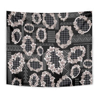 Hawaiian Leis Tapestry Kakau Tattoos and Palaka Pastel Grayscale LT03 - Polynesian Pride