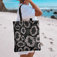 Hawaiian Leis Tote Bag Kakau Tattoos and Palaka Pastel Grayscale LT03 - Polynesian Pride
