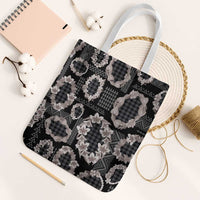 Hawaiian Leis Tote Bag Kakau Tattoos and Palaka Pastel Grayscale LT03 White Strap One Size Black - Polynesian Pride