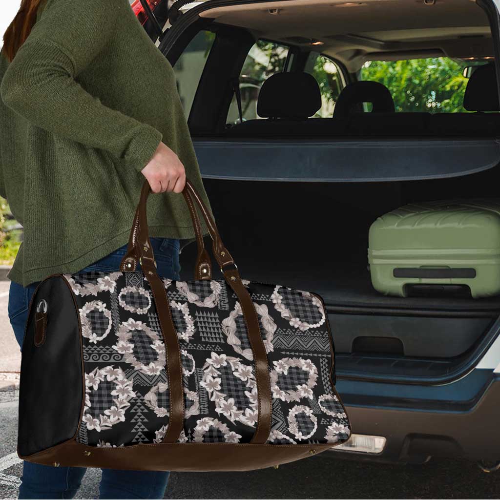 Hawaiian Leis Travel Bag Kakau Tattoos and Palaka Pastel Grayscale LT03 - Polynesian Pride