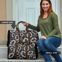 Hawaiian Leis Travel Bag Kakau Tattoos and Palaka Pastel Grayscale LT03 - Polynesian Pride