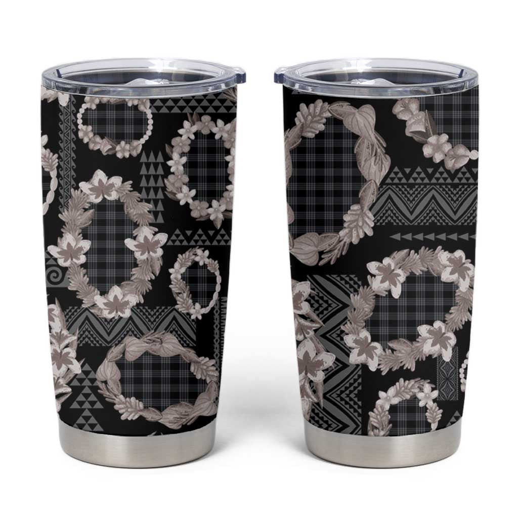 Hawaiian Leis Tumbler Cup Kakau Tattoos and Palaka Pastel Grayscale