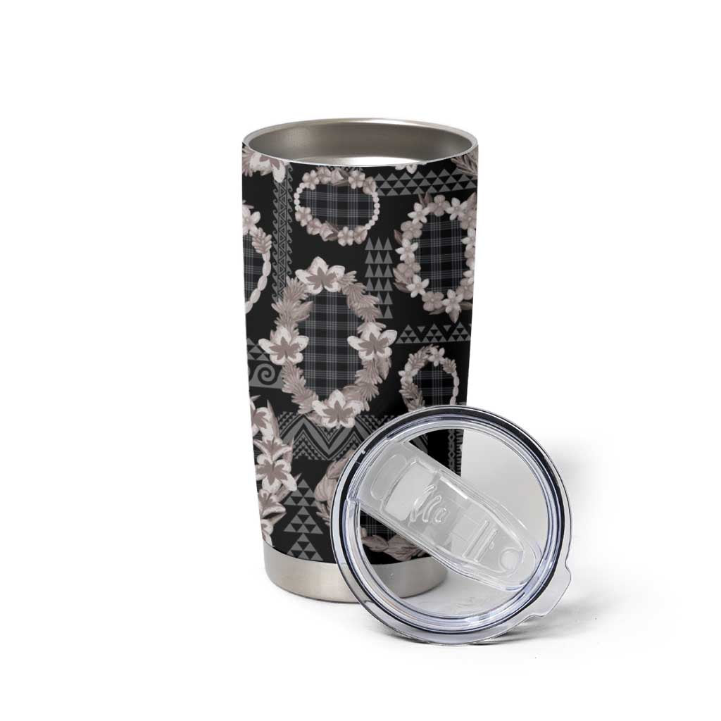 Hawaiian Leis Tumbler Cup Kakau Tattoos and Palaka Pastel Grayscale