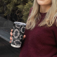 Hawaiian Leis Tumbler Cup Kakau Tattoos and Palaka Pastel Grayscale