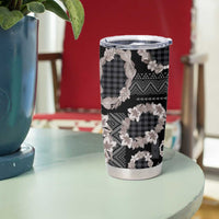 Hawaiian Leis Tumbler Cup Kakau Tattoos and Palaka Pastel Grayscale