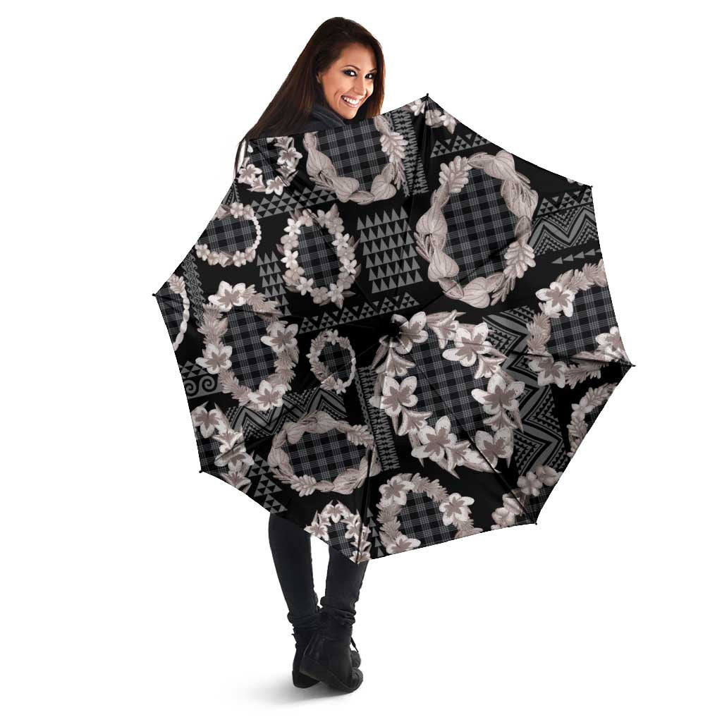 Hawaiian Leis Umbrella Kakau Tattoos and Palaka Pastel Grayscale LT03 - Polynesian Pride