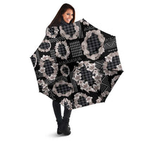 Hawaiian Leis Umbrella Kakau Tattoos and Palaka Pastel Grayscale LT03 - Polynesian Pride