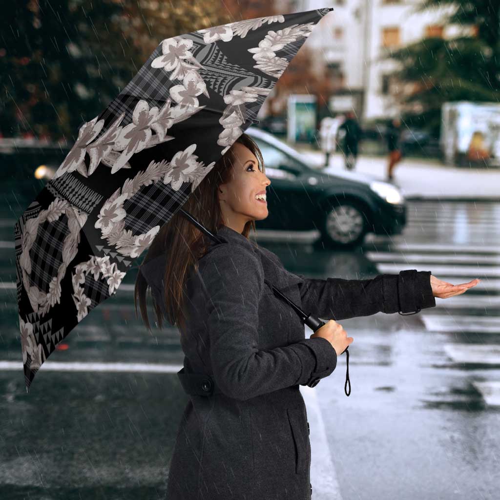 Hawaiian Leis Umbrella Kakau Tattoos and Palaka Pastel Grayscale LT03 - Polynesian Pride