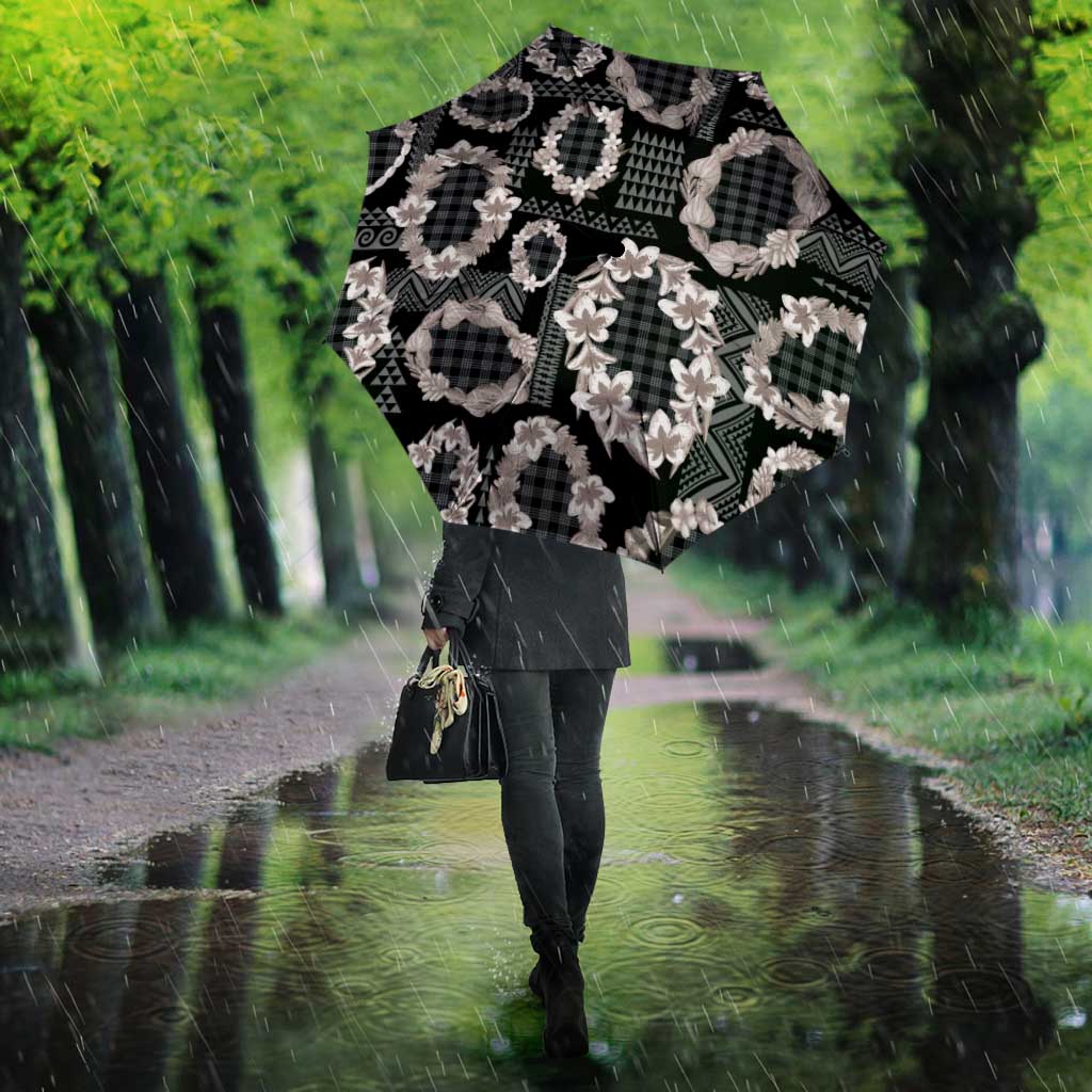 Hawaiian Leis Umbrella Kakau Tattoos and Palaka Pastel Grayscale LT03 - Polynesian Pride