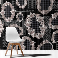 Hawaiian Leis Window Curtain Kakau Tattoos and Palaka Pastel Grayscale LT03 - Polynesian Pride