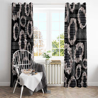 Hawaiian Leis Window Curtain Kakau Tattoos and Palaka Pastel Grayscale LT03 - Polynesian Pride