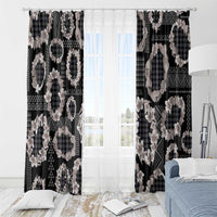 Hawaiian Leis Window Curtain Kakau Tattoos and Palaka Pastel Grayscale LT03 - Polynesian Pride