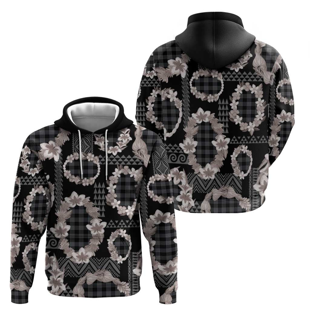 Hawaiian Leis Zip Hoodie Kakau Tattoos and Palaka Pastel Grayscale LT03 - Polynesian Pride