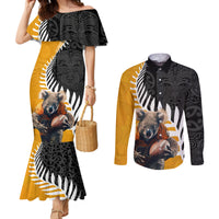 New Zealand and Australia Rugby Couples Matching Mermaid Dress and Long Sleeve Button Shirt Koala and Maori Warrior Together