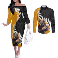 New Zealand and Australia Rugby Couples Matching Off The Shoulder Long Sleeve Dress and Long Sleeve Button Shirt Koala and Maori Warrior Together