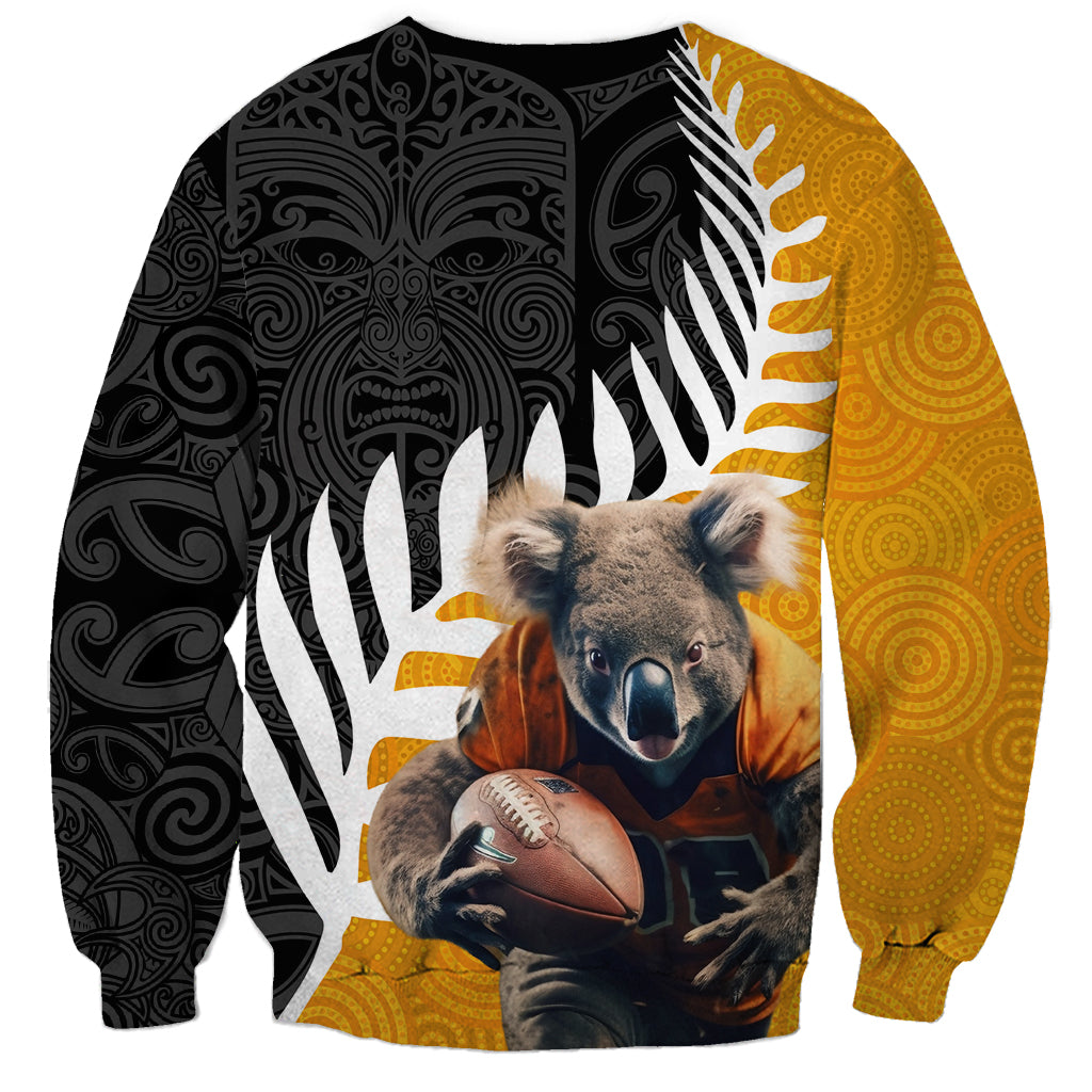 New Zealand and Australia Rugby Sweatshirt Koala and Maori Warrior Together